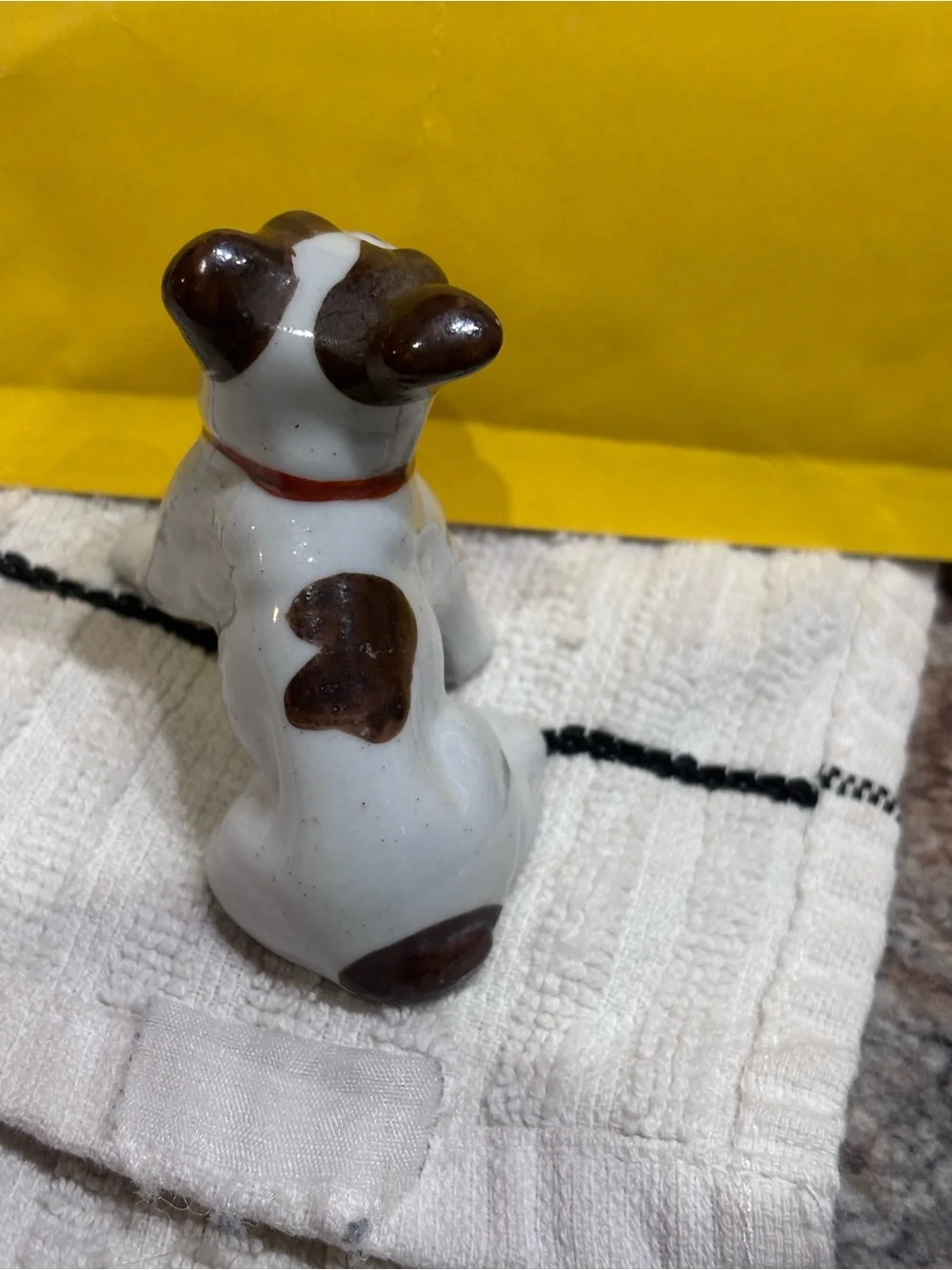 Ceramic Brown & White Dog Figurine Pets Japan Terrier Bulldog